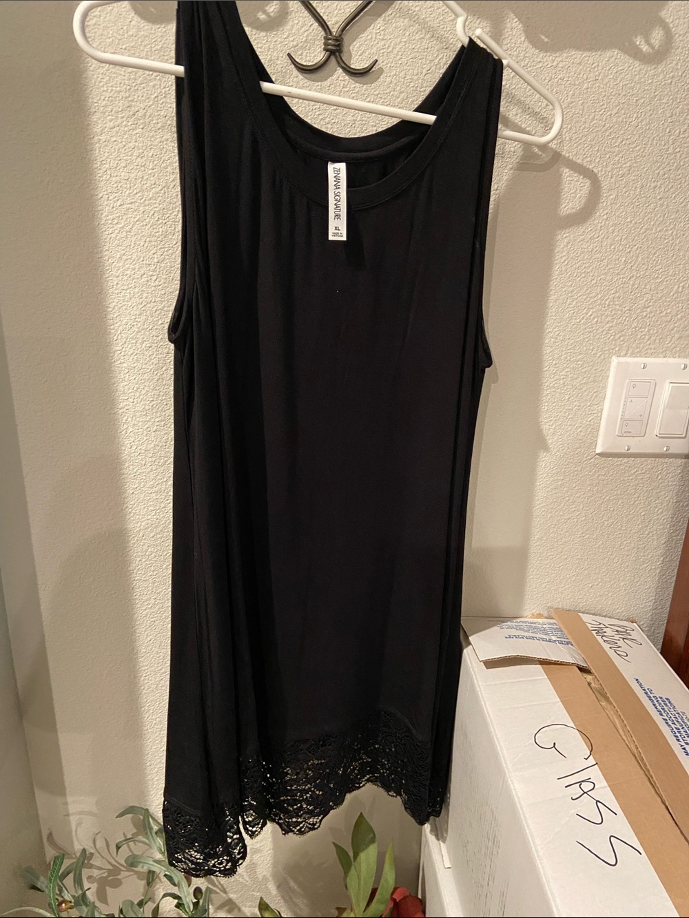 Black Lace-Hem Tank Top
